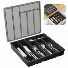 Besteckkasten mit Deckel 6 Fächer Besteckkästen Tragbar Besteck Aufbewahrungsbox