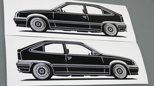Opel Kadett E Sticker Silhouette Opel Kadett E tuning Aufkleber 2x Schwarz neu