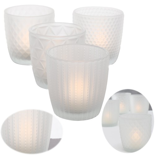 Glas teelicht halter set - 4x,