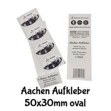 4 Aachener Skyline Aufkleber 50x30mm oval Polypropylen Öcher Souvenir Aachen