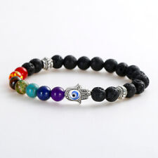 Armband - Lavastein - Hamsa - Chakra elastisch