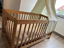 Gitterbett Babybett Massivholz Erle zum Umbau Kinderbett  und Zubehör