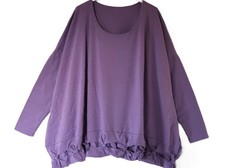BORIS INDUSTRIES Oversize Kuschel-Shirt Tunika 48-50-52-54-56 Knotensaum flieder