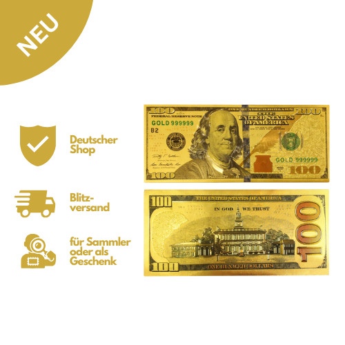 100 dollar gold schein - gold,