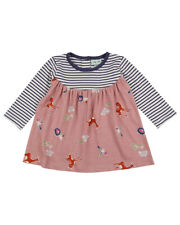 Lilly & Sid Baby Kleid gefüttert Little Deer Print und gestreiftes Obermaterial Bio Stoff