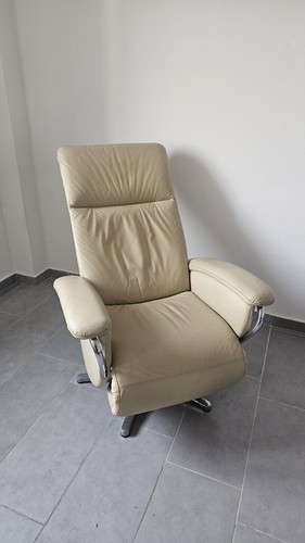Beiger leder relaxsessel mit - beiger,