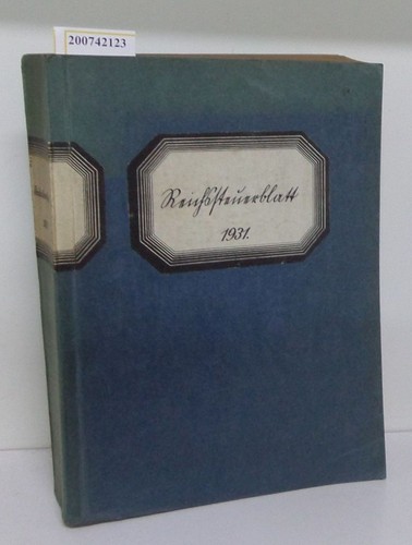 Reichssteuerblatt jahrgang - reichssteuerblatt.,
