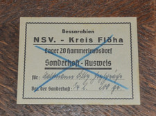 Sonderkost-Ausweis Bessarabien Lager 20 Hammerleubsdorf Flöha TOP-RAR!