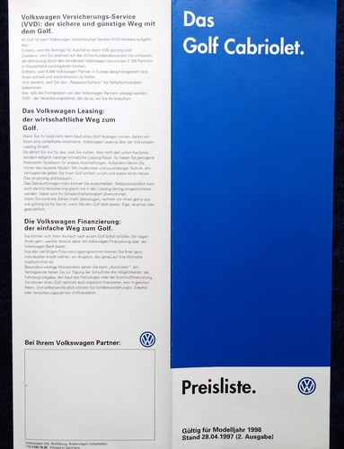 Golf cabrio preisliste - golf, 3