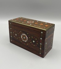 Antike Spielkarten Dose Holz Perlmutt Messing Intarsien Antik Alt Patience Rar