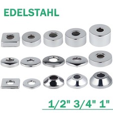 1/2" 3/4 1" Abdeckrosetten Edelstahl Abdeckung Rosetten Wasserhahn Abdeckrosette