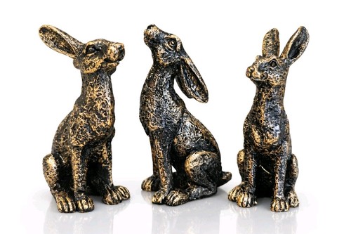 3er set hasenfigur bronzeoptik - 3er,