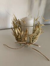 Teelichthalter Windlicht Trockenblumen Gräser Glas Teelicht Natur  Boho Skandi