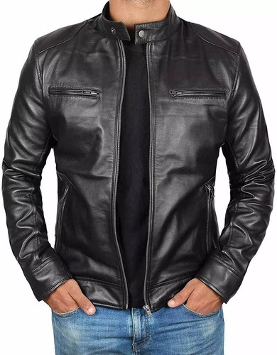 Top herren schwarz lederjacke - top,