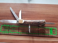 Traum Jagdmesser 5 teilig Säge Klingen Hirschhorn Gerlach  1988 Taschemesser Rar