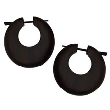 elegante Holz Creolen Holzohrringe Horn Stift in breiter Ausführung braun