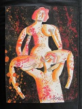 Erotische Malerei eines Akt originale Gemälde Aquarell