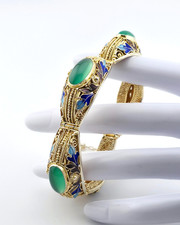 Vintage Armband China Silber vergoldet mit Emaille und Jade