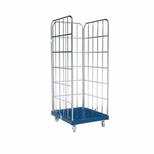 Rollbehälter Gitterwagen Metall - 3-seitig - Nutzhöhe 1.640 mm - Rollplatte Grau