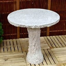 Gartentisch Granit gebogen hellgrau Natursteinbank Garten Tisch Massiv Rundtisch