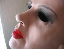 Latexmaske KATE RED B +WIMPERN