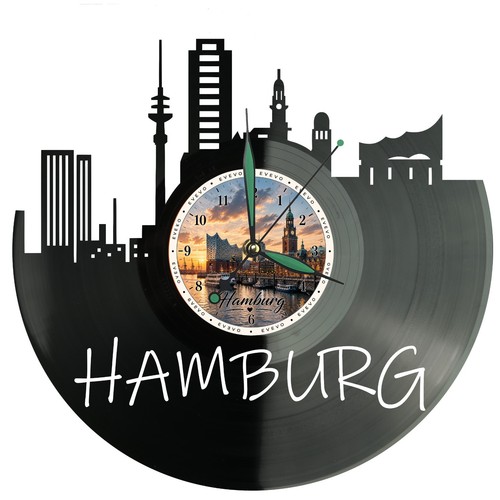 Hamburg wanduhr skyline - skyline, hafen
