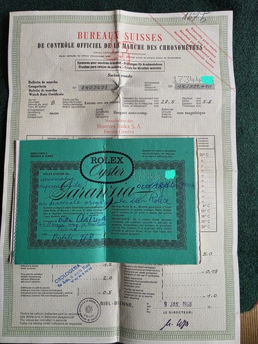 Rolex warranty garanzia 1968 - ,