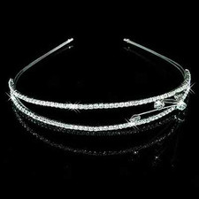 Tiara Diadem Haarreif Brautschmuck Haarschmuck Strass Hochzeit Kommunion 2Reihen