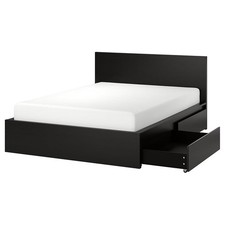 IKEA "MALM" Bettgestell mit 2 Schukästen (Schwarz)