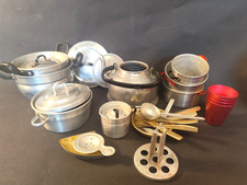 Puppengeschirr Blech Geschirr Blechspielzeug Alu Pfanne Topf Teekessel Kochen