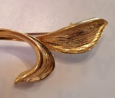 Brosche modeschmuck 1980 y2k Oma gold blatt anstecknadel bätter V