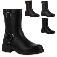 Damen Biker Boots Stiefeletten