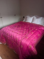 Hot Pink Seide gesteppt Bettbezug Doppelbett