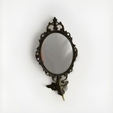 Antiker Barock Standspiegel Metallguss Vintage Schminkspiegel oval dekorativ