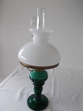 Alte Petroleum Tisch Lampe Glasfuß + Tank  Jugendstil MARS Brenner  48,5 cm nr.2