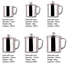 Großer Edelstahl Kaffeebecher Trinkbecher Teetasse mit Deckel Home Travel