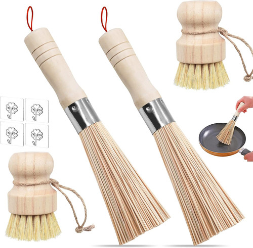 Wok bürste set aus - bürste,