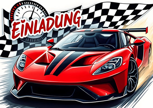 Rennauto einladungskarten - rennauto,