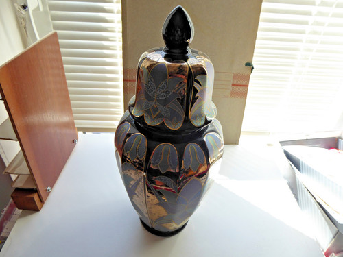 Vitage porzellan deckelvase - 1,