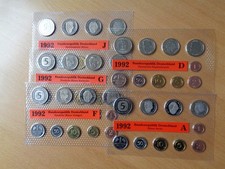 BRD Kursmünzensätze 1992 komplett A+D+F+G+J in Noppenfolie stempelglanz