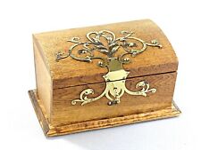 Antike Schatulle, Kästchen Truhe, Modellmöbel, hell, Eiche, Messing, Jugendstil