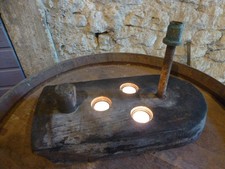 Teelichthalter Unikat aus altem Eichenholz Weinfasstür Alt 43 cm Holz Eiche