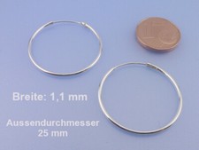 Echt 925 Silber Creolen 18 25 30 35 60 70 mm Rohrcreolen KLAPPSCHARNIER 1 / 2 mm