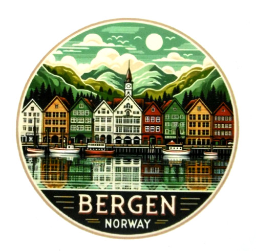 Souvenir aufkleber bergen - souvenir-aufkleber,