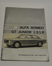 ALFA ROMEO 1300 1600 GT JUNIOR 1.3 / 1.6  BETRIEBSANLEITUNG UND WARTUNG 44 Seite