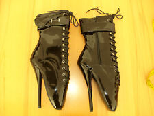 Fetisch Ballettstiefel High Heels Stiefelette Lack Schwarz Gr.37