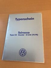 VW Scirocco Type 53 70 PS  Typenschein SAMMLER