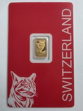 Goldbarren 1 Gramm Pamp Suisse - " Wild Cat " 999.9 Feingold im Blister / TOP !