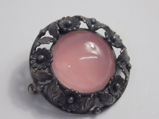 Vintage Brosche N.E.From Denmark 925er Sterling Rosenquarz Designschmuck