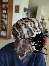 Damen Herren Echtpelz Pelzmütze Hut fell Muster Tier gefleckt neuwertig 